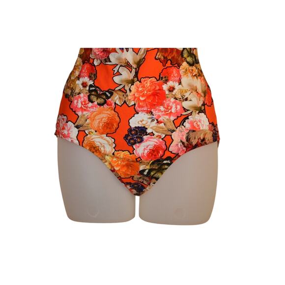 Givenchy NWT 36 One-Piece Bathing Suit Red Floral Butterfly Designer Swimwear - Picture 5 of 12